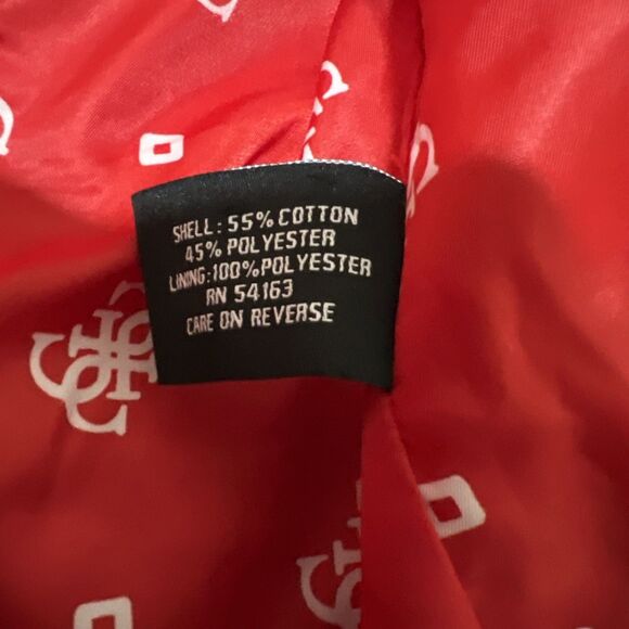 Guess Red Jacket Moto Coat Lined Metallic Zippers Women’s XL EUC - Picture 6 of 10